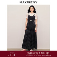 MAXRIENY法式復古連體褲精致赫本黑白波點(diǎn)連衣褲蕾絲拼接 黑白波點(diǎn) M 02/36