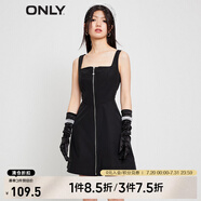 ONLY時尚百搭短款A字吊帶雪紡連衣裙女|123207028 E39黑豆 XS 155/76A