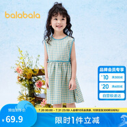 巴拉巴拉童裝女童裙子2024夏裝兒童連衣裙無(wú)袖格紋法式田園風(fēng)208224111014