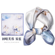 上海故事官方艦旗店絲巾女2025新款55小方巾媽媽款禮盒送長輩 初晴芙蓉-霧藍(lán)