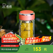 希諾（HEENOOR）雙層玻璃杯家用辦公水杯女高顏值過(guò)濾泡茶杯子X(jué)N-9350橙色 200mL