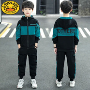 G.DUCKKIDS兒童裝男童衛(wèi)衣套裝秋裝2024春秋運(yùn)動(dòng)男孩韓版中大童洋氣潮兩件套 藍(lán)色【上衣+褲子】 110 建議身高100厘米左右