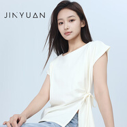 金苑短袖t恤女2025夏季新款系帶開叉設(shè)計感小飛袖上衣F252121 杏色 均碼