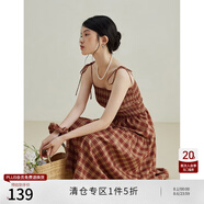 自巧（ZIQIAO）小個(gè)子法式復(fù)古打攬格紋連衣裙2023新款高腰吊帶裙氣質(zhì)長(zhǎng)裙 紅格紋吊帶 XXS (1碼)