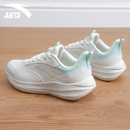 安踏（ANTA）漫步丨運動(dòng)鞋女鞋冬季款輕質(zhì)皮網(wǎng)面軟底輕質(zhì)跑鞋緩震耐磨跑步鞋女 象牙白/泡沫綠/超凡粉【暢跑】 38