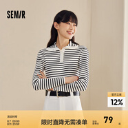 森馬毛衣女短款高領(lǐng)正肩緊身套頭衫休閑風(fēng)冬季顯瘦打底衫簡(jiǎn)約氣質(zhì) 黑白色調(diào)00391 155/80A/S