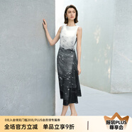 顏域撞色拼接夏季連衣裙女2025新款高級(jí)感獨(dú)特設(shè)計(jì)感過膝氣質(zhì)長(zhǎng)裙 黑白花 M
