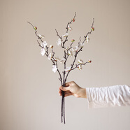 掬涵新中式仿真紅梅花枝假花客廳書(shū)房辦公裝飾玄關(guān)干花喜慶仿真花擺件 仿真梅花枝小枝（白色）*3
