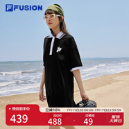 FILA FUSION斐樂潮牌女子連衣裙夏時尚寬松簡約POLO領(lǐng)連身裙 深黑-BK XL （175/92A/XL）