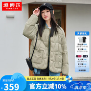 坦博爾羽絨服女短款翻領(lǐng)韓版寬松女士燈芯絨外套TD236266 奶茶棕 165 