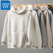 真維斯衛衣男460G重磅連帽秋冬款加絨純色寬松運動(dòng)套頭帽衫長(cháng)袖外套男款 白花灰 【460G重磅雙面布面料】 M (適合125斤以下斤)偏寬松版型