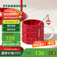 星巴克（Starbucks）紅色格紋款馬克杯(配攪拌棒)490ml陶瓷杯水杯子生日畢業(yè)禮物女