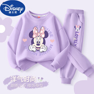 迪士尼（Disney）品牌女童秋裝套裝2025新款春秋薄款洋氣衛衣兩件套兒童衣服女孩 迪Z歡樂(lè )妮香芋紫+迪大妮香芋紫褲 110 cm