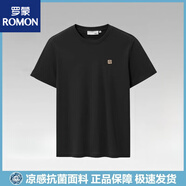 羅蒙（ROMON）父親短袖T恤夏季新款百搭中年爸爸體恤上衣標(biāo)準(zhǔn)版型短袖半袖男裝 黑色05 S 165/84A100-115斤