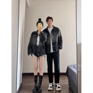 情侶裝春秋季2025小眾設計牛仔休閑夾克一男一女國潮寬松外套潮牌 牛仔外套 男女款 M
