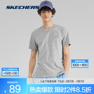 斯凱奇（Skechers）夏季男女情侶款涼感短袖T恤舒適速干運(yùn)動(dòng)時(shí)尚百搭上衣 中花灰/004F 2XL
