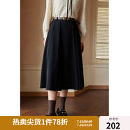 獨(dú)束[神裙3.0版]獨(dú)束大碼女裝高腰半身裙女秋冬微胖mm遮胯顯瘦A字裙 靜謐黑 L