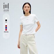 水云間·SHUI YUN JIAN女裝 基礎(chǔ)款圓領(lǐng)修身簡(jiǎn)約休閑短袖T恤2025春季新款 本白-短款 XL