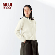 無印良品（MUJI）女式 針織 圓領(lǐng)開衫 毛衣女裝上衣外套25年春季 BA1Q4A5S 米白色 L (165/88A)