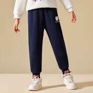 HELLO KITTY兒童休閑褲2024新款春秋小女孩透氣寬松洋氣時(shí)髦褲子 藏青色 140