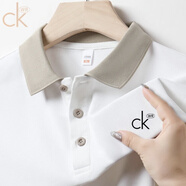 CALVIN KLEIN JEANSCK官旗方艦店純棉男裝2025夏季時尚純色休閑翻領(lǐng)POLO衫短袖t恤 白色專柜同款白色專柜同款 白色 M 建議120斤以下