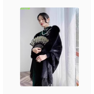 無標(biāo)優(yōu)品吊帶裙外搭罩衫高級(jí)感秋冬女士水貂絨針織開衫毛領(lǐng)禮服氣 黑色 均碼 建議70斤到200斤