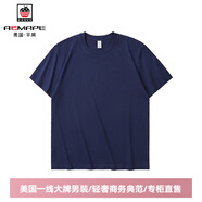 AEMAPE美國蘋果男裝新款270克全棉重磅純色圓領(lǐng)短袖T恤修身直筒潮牌時尚 水墨藍 3XL