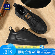 海瀾之家HLA男鞋休閑皮鞋子男士板鞋透氣鞋子HAAXXM1EBF037 黑色夏季40