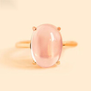 沐歡莼基礎款天然芙蓉石戒指S925純銀鍍18K玫瑰金粉晶女戒子百搭款禮物 基礎款天然芙蓉石戒指S925純銀鍍18K
