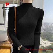 皮爾卡丹（pierre cardin）品牌高檔輕奢一線(xiàn)成衣純山羊絨衫女秋冬半高領(lǐng)洋氣內搭修身毛衣打 品牌高端新品-黑色 【100%正品羊絨衫】 L 【105-115斤】