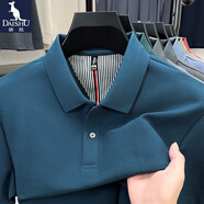 袋鼠純棉短袖T恤男翻領(lǐng)純色polo衫夏季男士時(shí)尚休閑絲光棉半袖體恤男 湖藍色 M /165