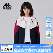 卡帕背靠背針織外套女2024新款復古運動服連帽開衫上衣女款K0E82MK43 暗夜藍黑-906 L
