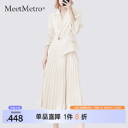 MeetMetro瑪依爾西裝連衣裙女2025春季新款質(zhì)感職業(yè)通勤百褶裙 淺杏【現(xiàn)貨閃電發(fā)】 XL