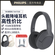 飛利浦TAH7508藍牙耳機頭戴式ANC主動(dòng)降噪游戲耳麥手機超長(cháng)續航 TAH7508-黑色