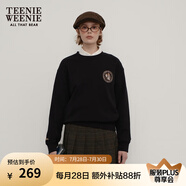 Teenie Weenie小熊春季美拉德簡約圓領(lǐng)寬松休閑復(fù)古學(xué)院衛(wèi)衣上衣女 黑色 M (165)