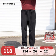 Converse匡威兒童裝男童褲子春秋兒童運(yùn)動(dòng)褲小學(xué)生修身長(zhǎng)褲秋冬季束腳褲子 正黑色-梭織秋季 110 /50 【建議身高98-104cm】