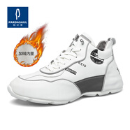 帕達索（Pardasaul）男鞋運動(dòng)休閑鞋牛皮歐洲站潮鞋2025新款冬季高幫鞋加絨保暖老爹鞋 白色加絨 43