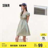 森馬（Semir）連衣裙女收腰蝴蝶結(jié)少女感2025夏俏皮木耳邊方領(lǐng)短裙109325114007