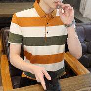 AFILMBY夏季polo短袖T恤男翻領(lǐng)時(shí)尚休閑打底衫短袖t恤潮牌半袖衣服男裝 2315土黃 XL (130-145斤)