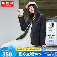 坦博爾羽絨服女短款翻領韓版寬松女士燈芯絨外套TD236266 黑色 165 