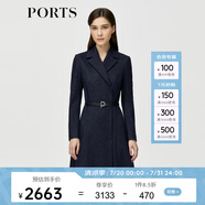 PORTS寶姿秋冬新品女裝長(zhǎng)袖中長(zhǎng)連衣裙ALM9N013LCF030 丈青 XL (10)