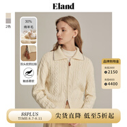 ELAND衣戀針織衫開衫格雷系中短款羊毛混紡雙頭拉鏈毛衣 象牙白/白色(39)Ivory S (160)
