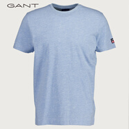 GANT夏季美式潮流日常運(yùn)動純色柔軟休閑微彈短袖圓領(lǐng)棉T恤男 406淺藍(lán)色 S  參考身高165
