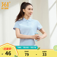361度運(yùn)動(dòng)翻領(lǐng)t恤2025年春夏季新款休閑透氣短袖情侶POLO衫 【女款】凝霧藍(lán) M