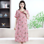 暢印夏季新款國風(fēng)連衣裙女新中式棉綢裙子洋氣寬松中長(cháng)款薄款人造棉 國風(fēng)連衣裙-櫻桃 2XL 【85-120斤】