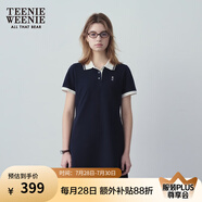 Teenie Weenie小熊夏季撞色Polo休閑通勤簡(jiǎn)約白色連衣裙時(shí)尚收腰短裙女 藏青色 M (165)
