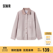 森馬（Semir）森柔牛仔|牛仔外套女中長(cháng)款燈芯絨翻領(lǐng)秋季落肩寬松103524109001