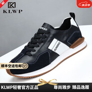 KLWP香港輕奢男鞋運(yùn)動(dòng)鞋男跑步鞋男2025夏季新款牛皮百搭鞋子男 黑色 40