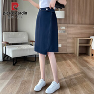 皮爾卡丹設(shè)計(jì)感中長(zhǎng)裙子女夏季2025新款韓版遮跨西裝a字裙顯瘦小眾半身裙 藏青色 S 建議75-90斤