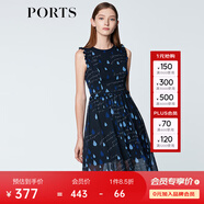PORTS寶姿商場(chǎng)同款 新品女裝甜美木耳邊裝飾無(wú)袖連衣裙SN8D027HPP022 丈青 S (4)